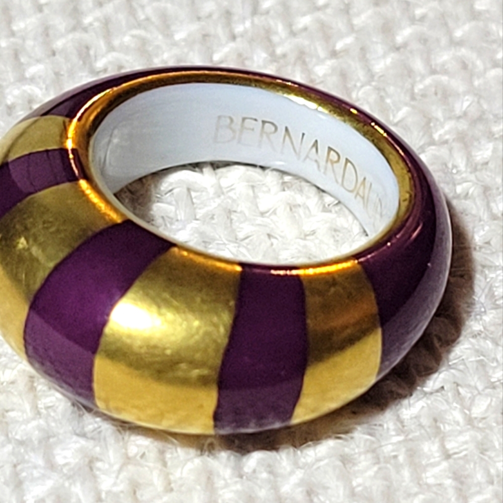 Bernardaud Purple and Gold Geometric Ring